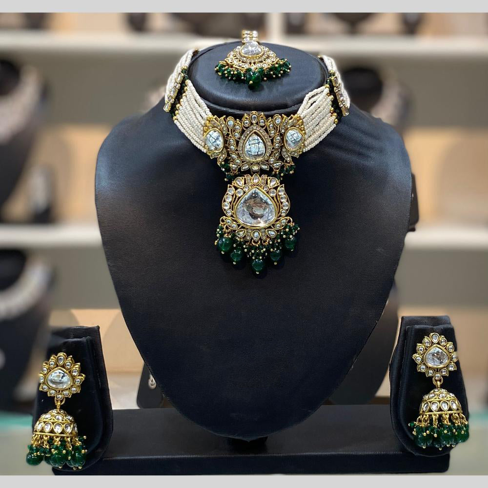 Dhiraj Sales Embellished Kundan Stone And Beads Choker Necklace Set
