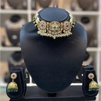 Dhiraj Sales Embellished Pota Stone And Beads Choker Necklace Set