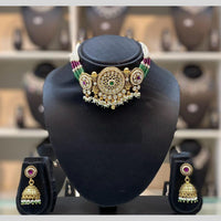 Dhiraj Sales Embellished Pota Stone And Beads Choker Necklace Set