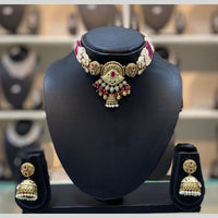 Dhiraj Sales Embellished Pota And Beads Meenakari Choker Necklace Set