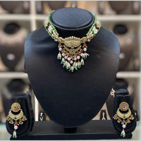 Dhiraj Sales Embellished Pota And Beads Meenakari Choker Necklace Set