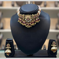 Dhiraj Sales Embellished Pota And Beads Meenakari Choker Necklace Set
