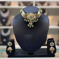 Dhiraj Sales Embellished Pota And Beads Meenakari Choker Necklace Set