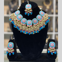 Dhiraj Sales Embellished Kundan And Pearl Meenakari Choker Necklace Set