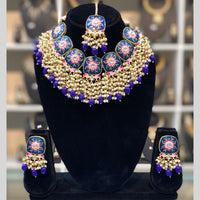 Dhiraj Sales Embellished Kundan And Pearl Meenakari Choker Necklace Set