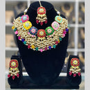 Dhiraj Sales Embellished Kundan And Pearl Meenakari Choker Necklace Set