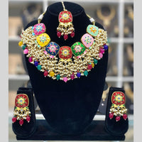 Dhiraj Sales Embellished Kundan And Pearl Meenakari Choker Necklace Set