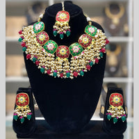 Dhiraj Sales Embellished Kundan And Pearl Meenakari Choker Necklace Set