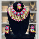 Dhiraj Sales Embellished Kundan And Pearl Meenakari Choker Necklace Set