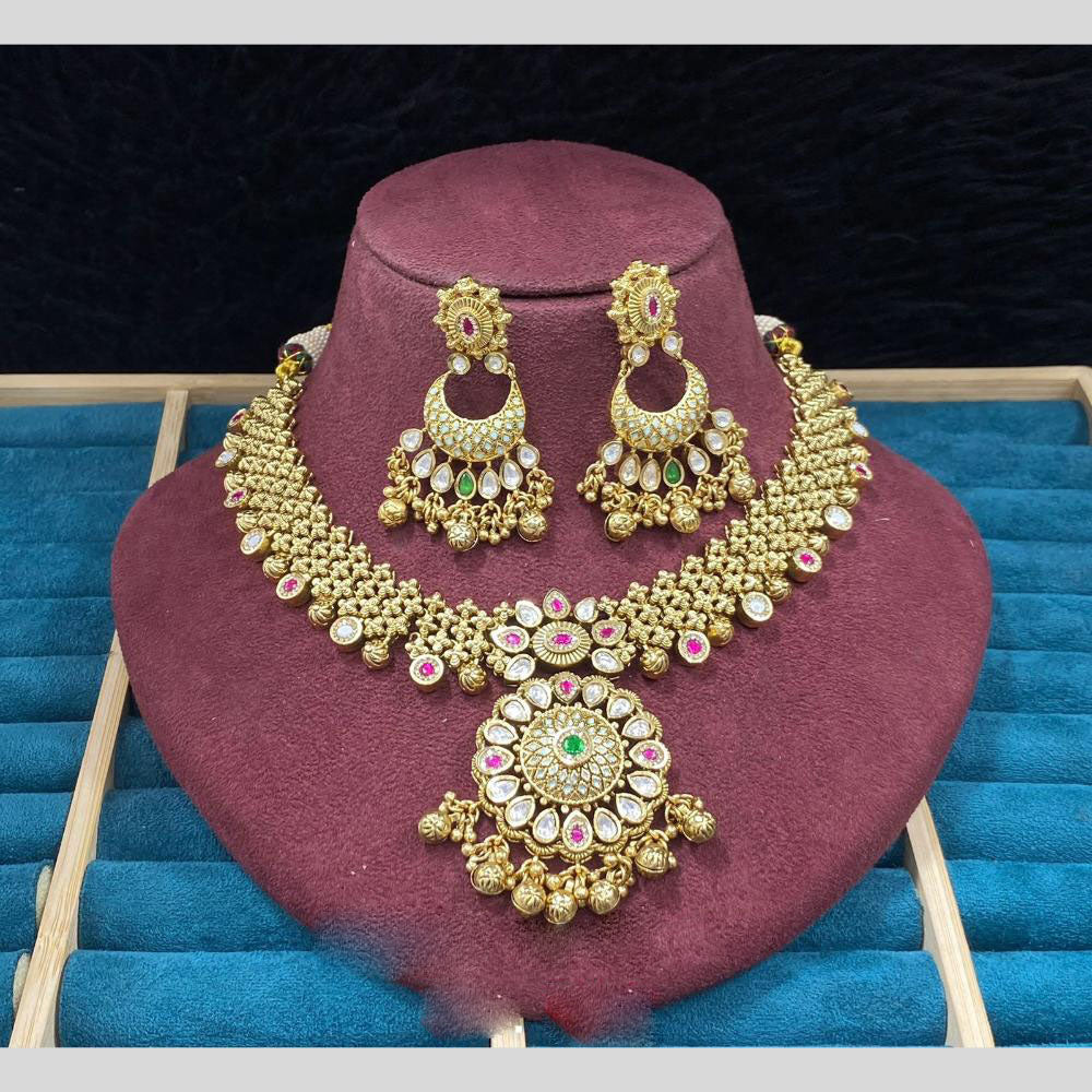 Dhiraj Sales Antique Finish Pota Stone Necklace Set