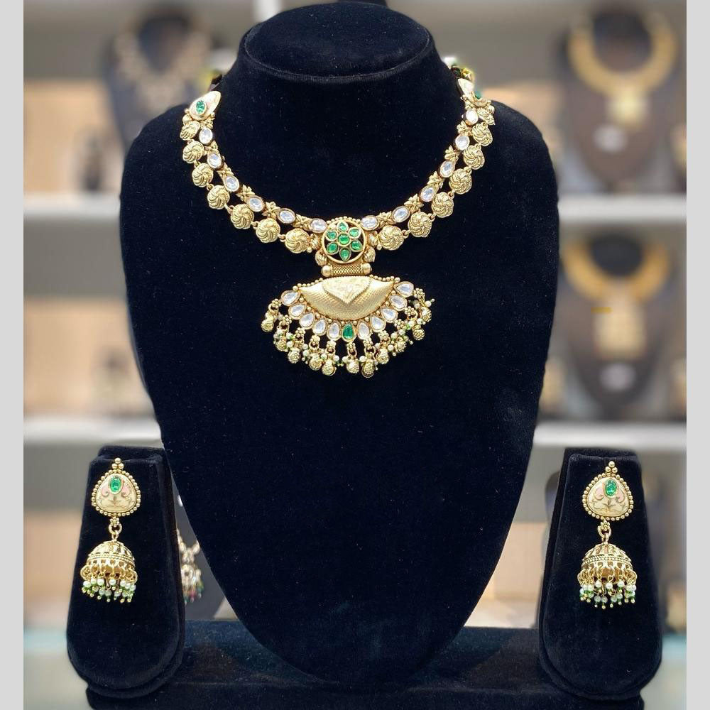 Dhiraj Sales Antique Finish Pota Stone Necklace Set
