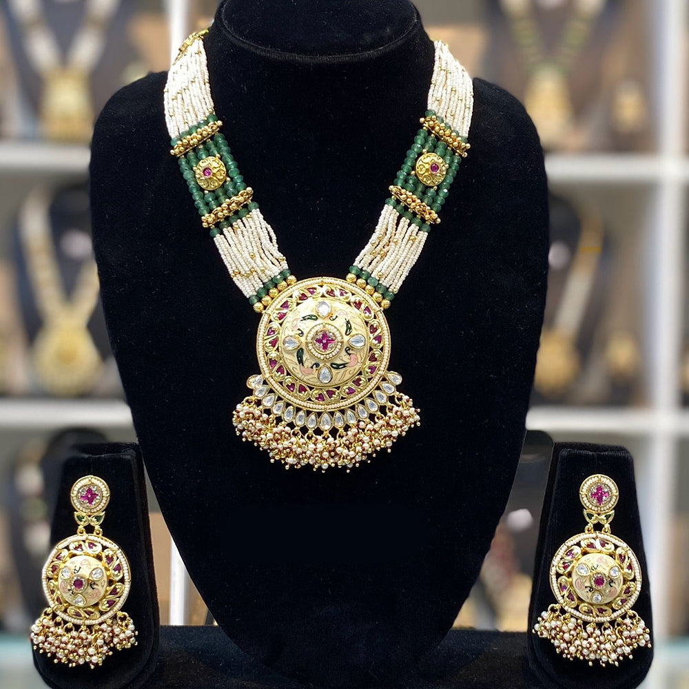 Dhiraj Sales Antique Finish Jewelry Set with Pota And Pearl Accents