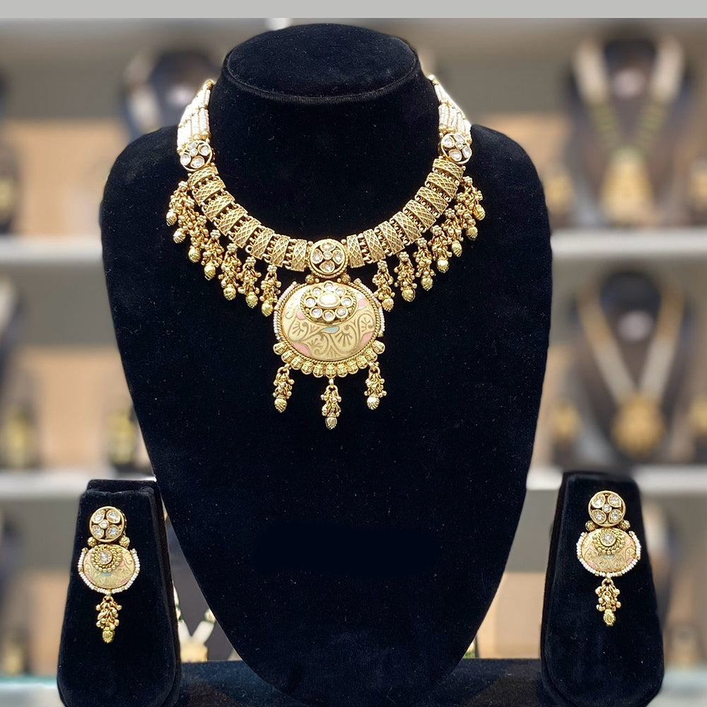 Dhiraj Sales Antique Finish Jewelry Set with Pota And Pearl Accents