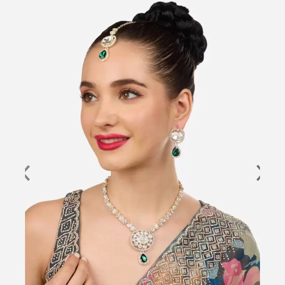Siddhi Collection Gold Plated Kundan Stone Necklace Set