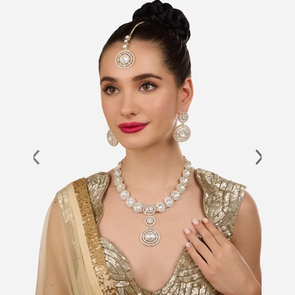 Siddhi Collection Gold Plated Kundan Stone Necklace Set
