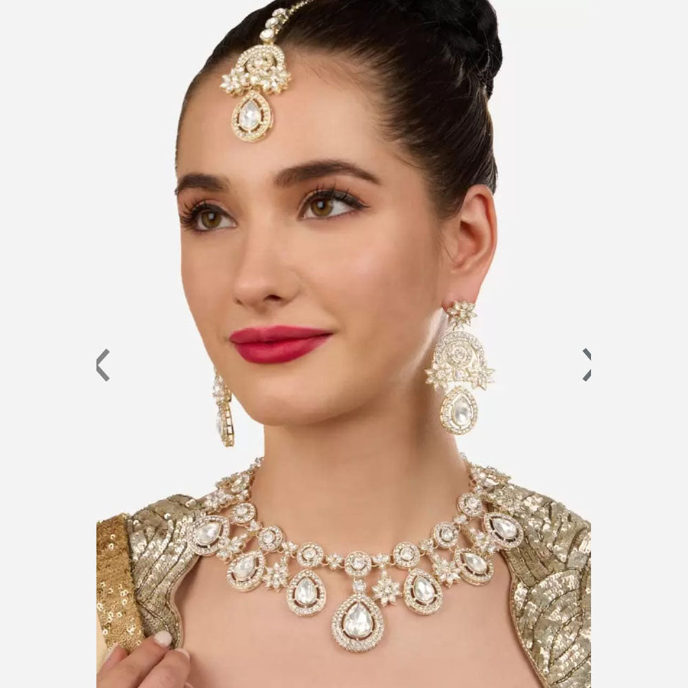 Siddhi Collection Gold Plated Kundan Stone Necklace Set