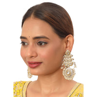 Siddhi Collection Gold Plated Kundan Stone And Meenakari Dangler Earrings