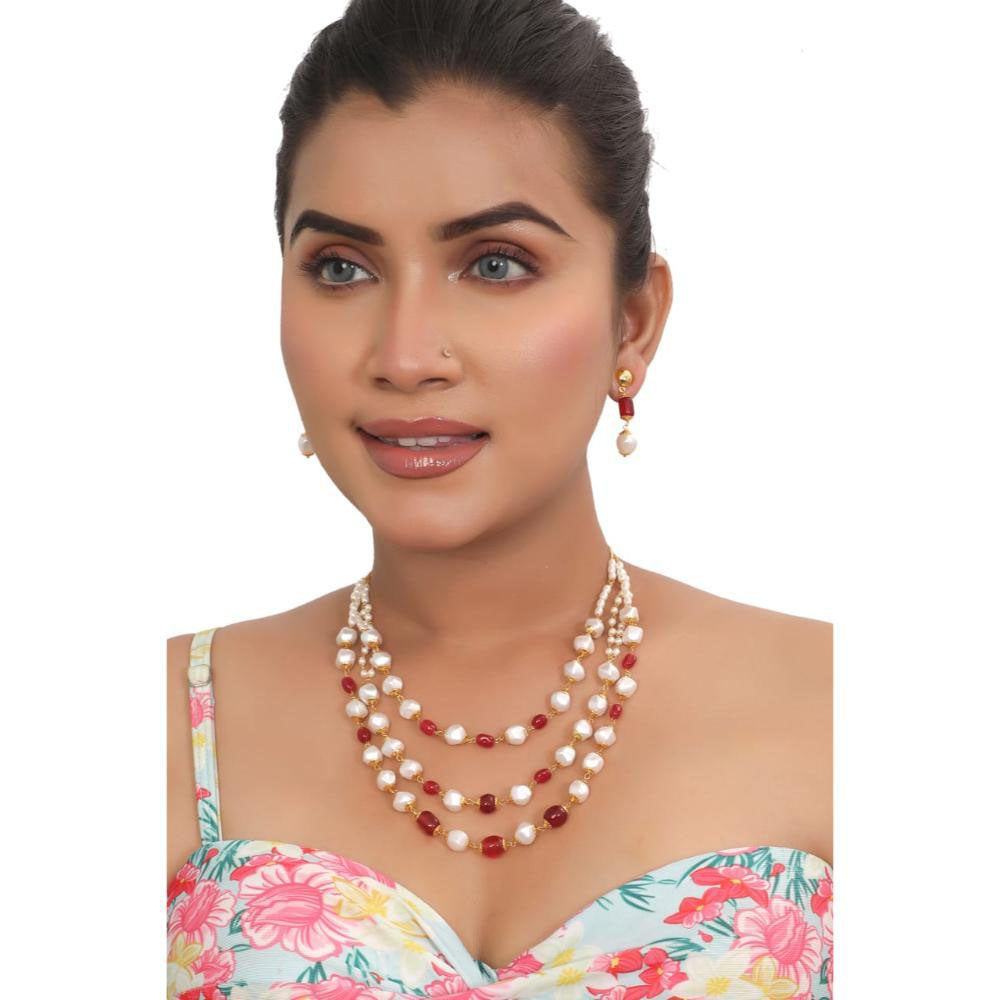 Siddhi Collection Pearl Multi Layer Necklace Set