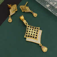 Ramdev Kangan Gold Plated Austrian Stone Pendant Set