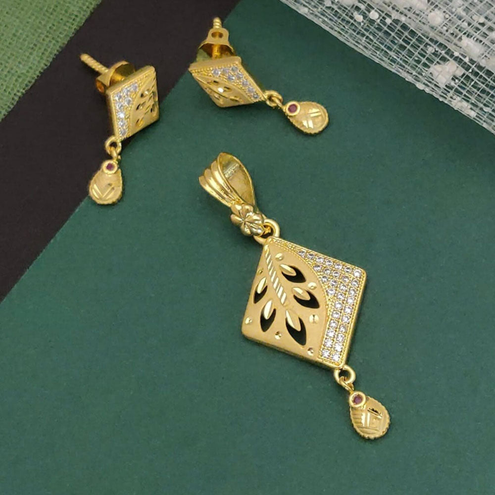 Ramdev Kangan Gold Plated Austrian Stone Pendant Set
