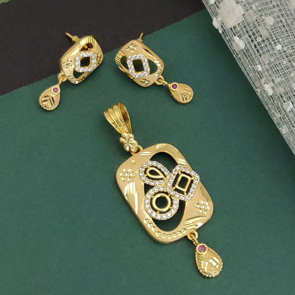 Ramdev Kangan Gold Plated Austrian Stone Pendant Set