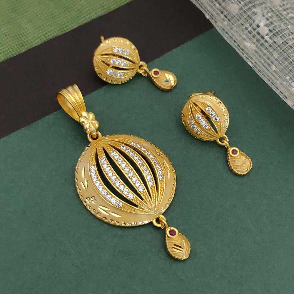 Ramdev Kangan Gold Plated Austrian Stone Pendant Set
