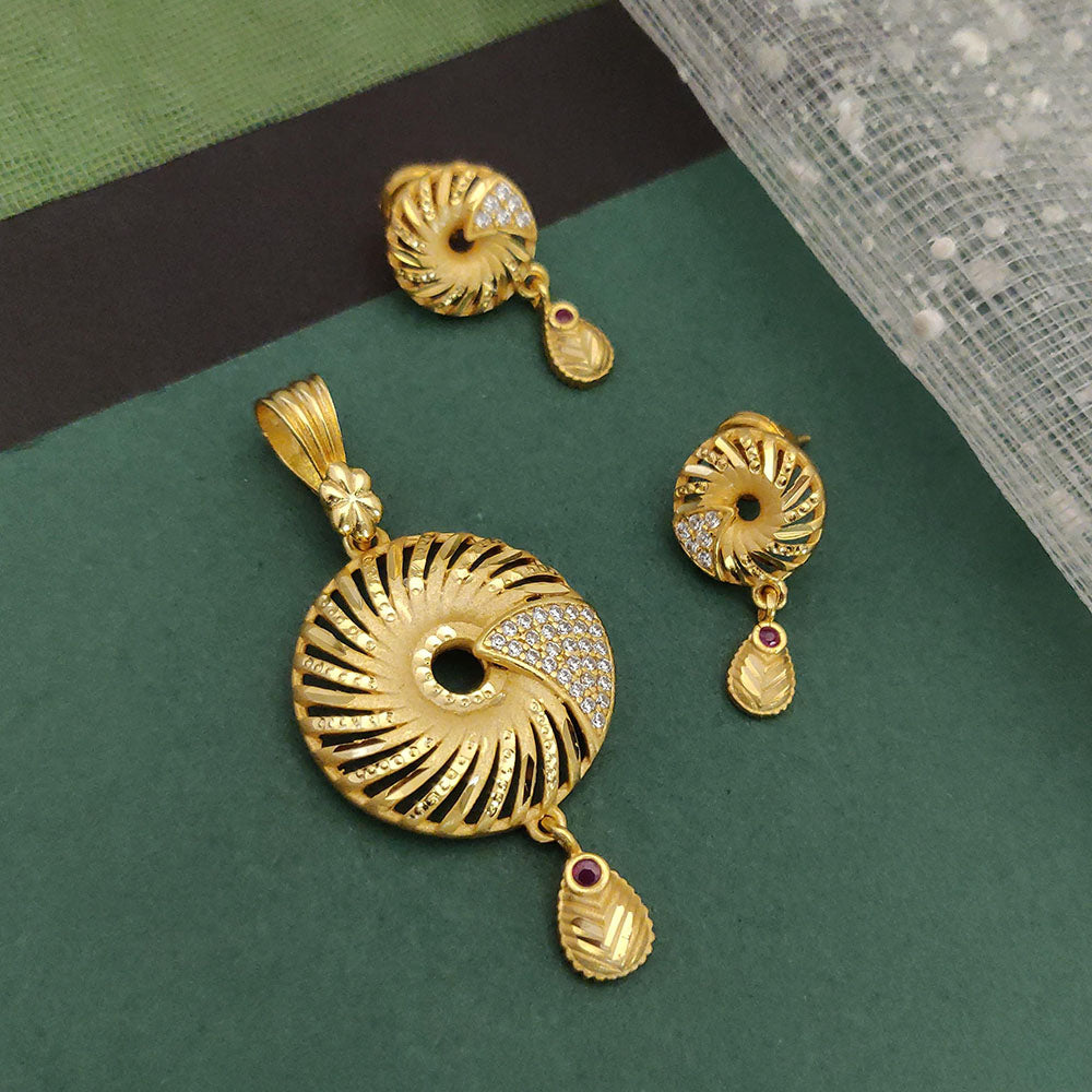 Ramdev Kangan Gold Plated Austrian Stone Pendant Set