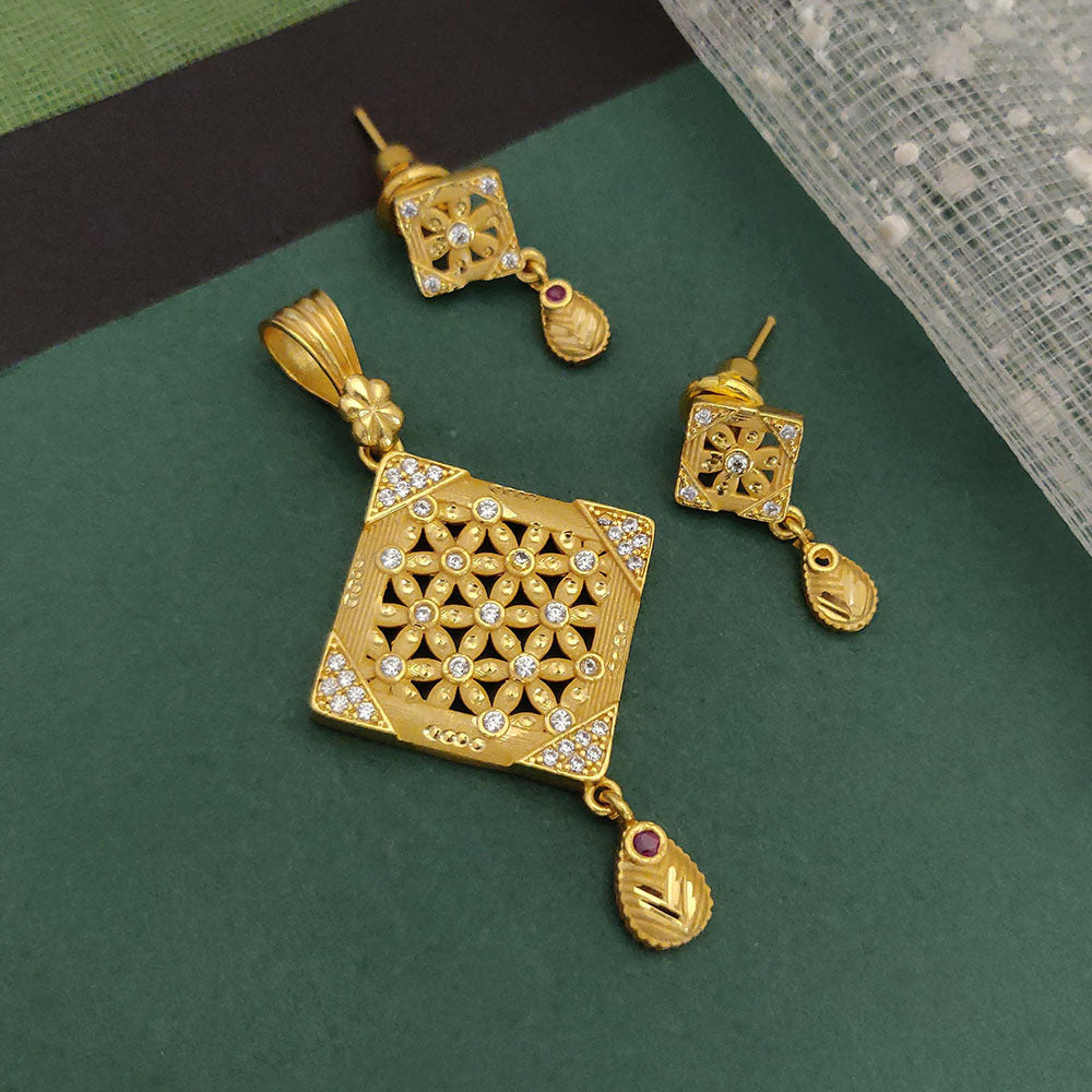 Ramdev Kangan Gold Plated Austrian Stone Pendant Set