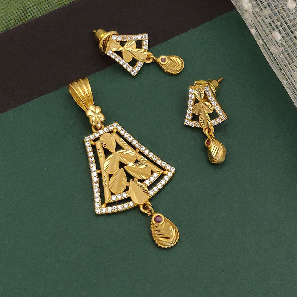Ramdev Kangan Gold Plated Austrian Stone Pendant Set