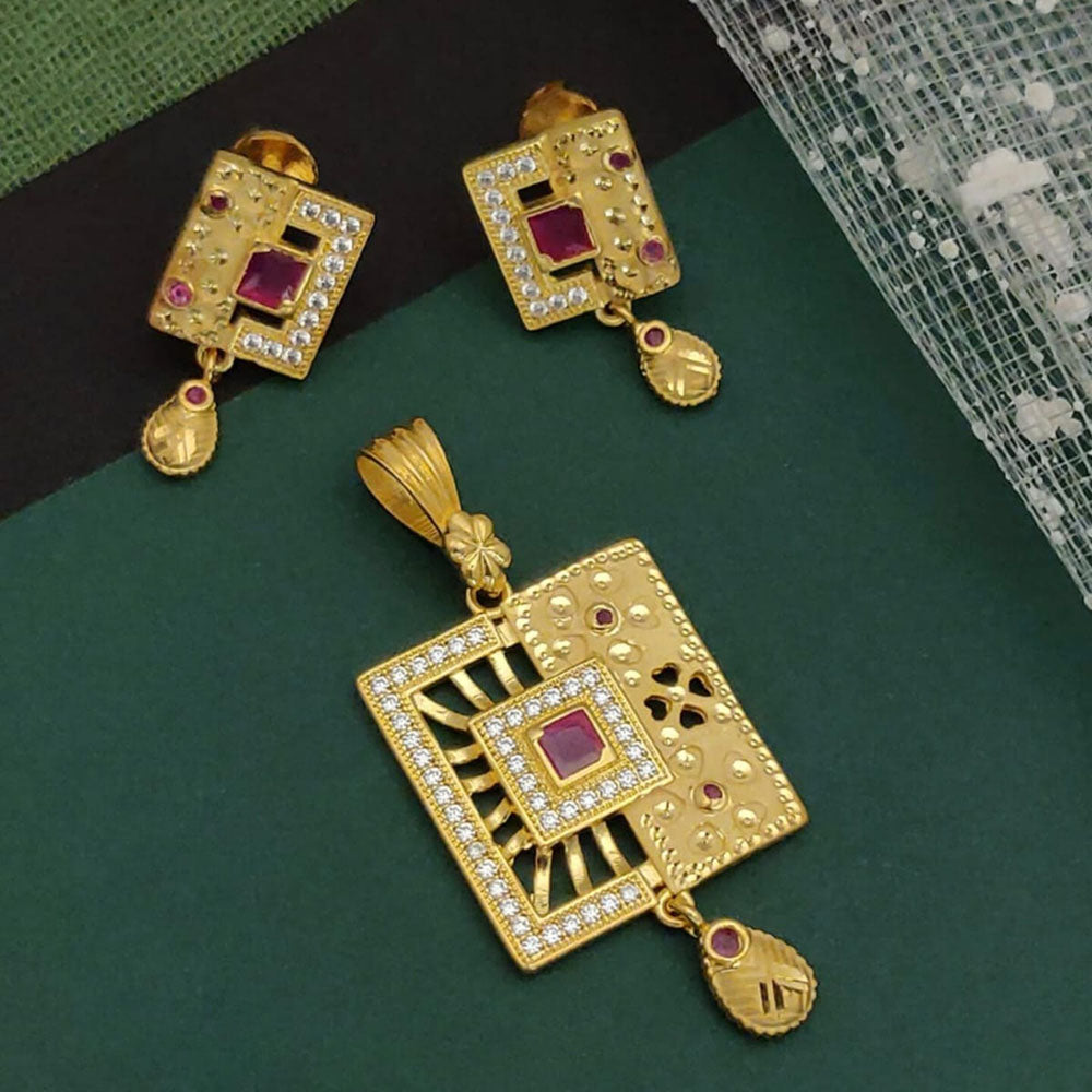 Ramdev Kangan Gold Plated Austrian Stone Pendant Set