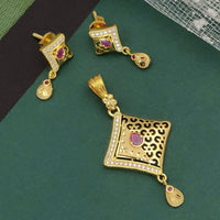 Ramdev Kangan Gold Plated Austrian Stone Pendant Set