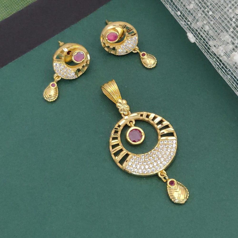 Ramdev Kangan Gold Plated Austrian Stone Pendant Set