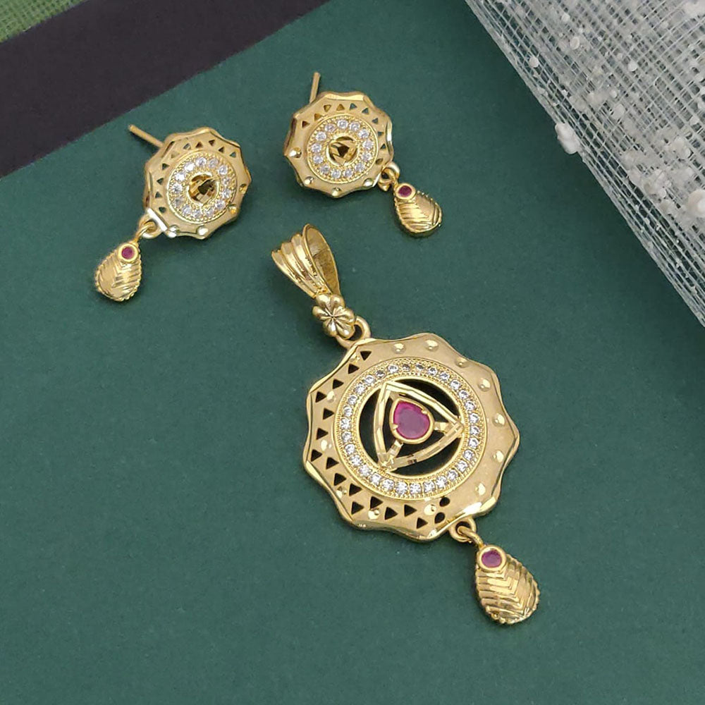 Ramdev Kangan Gold Plated Austrian Stone Pendant Set