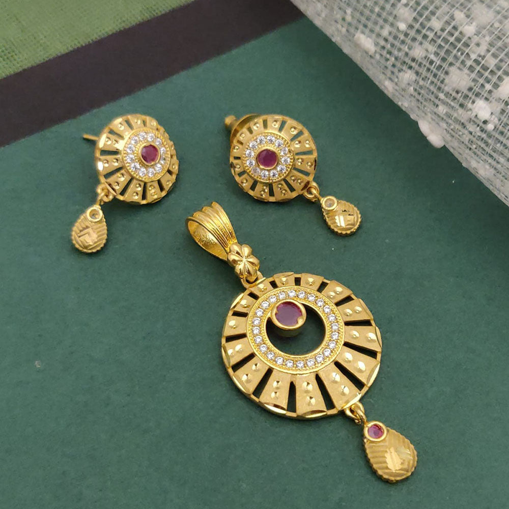 Ramdev Kangan Gold Plated Austrian Stone Pendant Set
