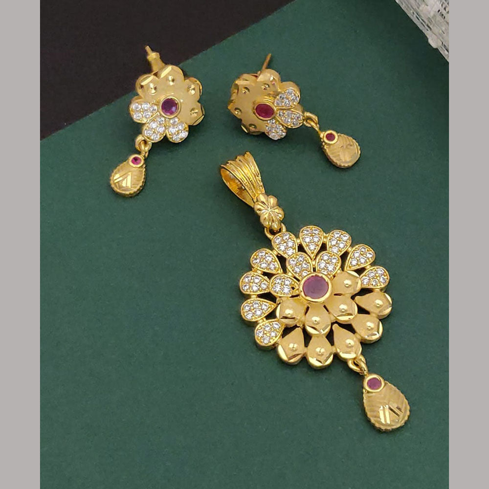Ramdev Kangan Gold Plated Austrian Stone Pendant Set