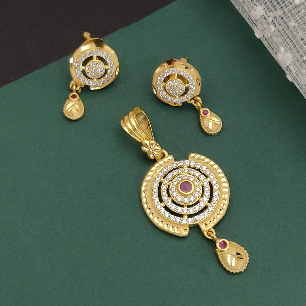 Ramdev Kangan Gold Plated Austrian Stone Pendant Set