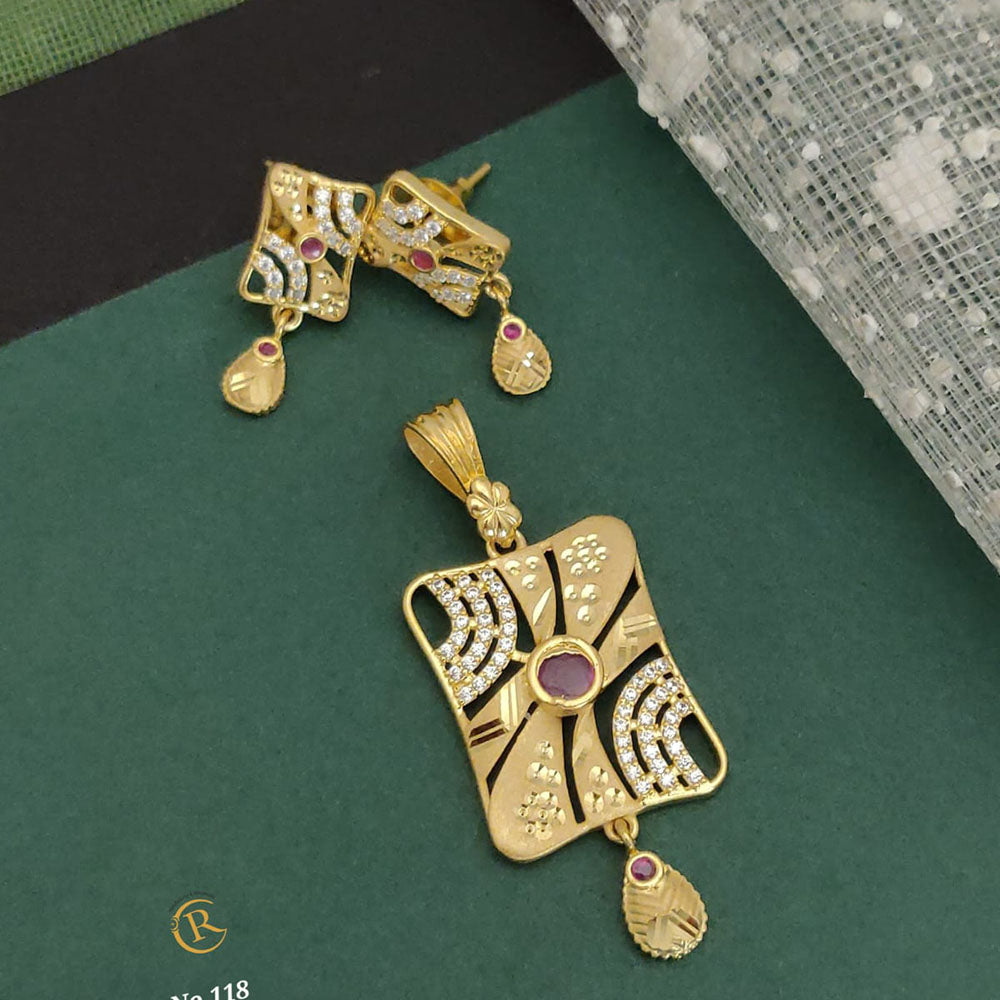 Ramdev Kangan Gold Plated Austrian Stone Pendant Set