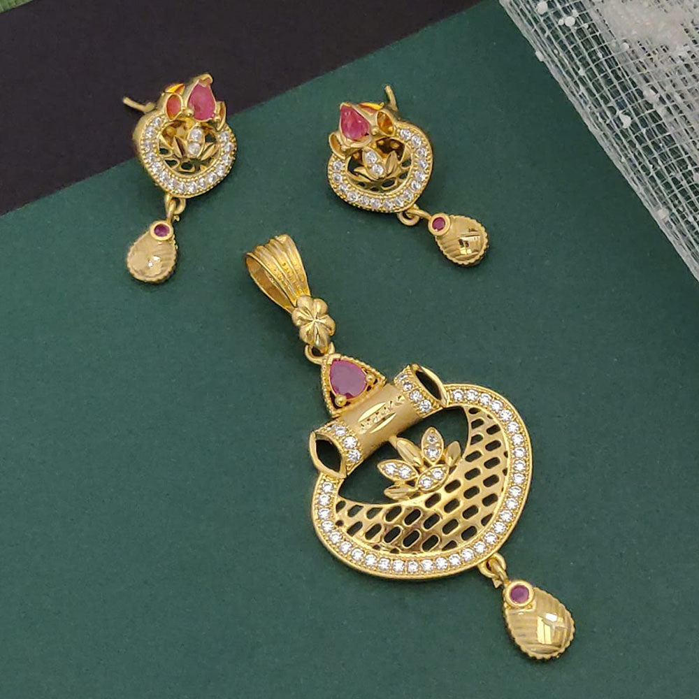 Ramdev Kangan Gold Plated Austrian Stone Pendant Set