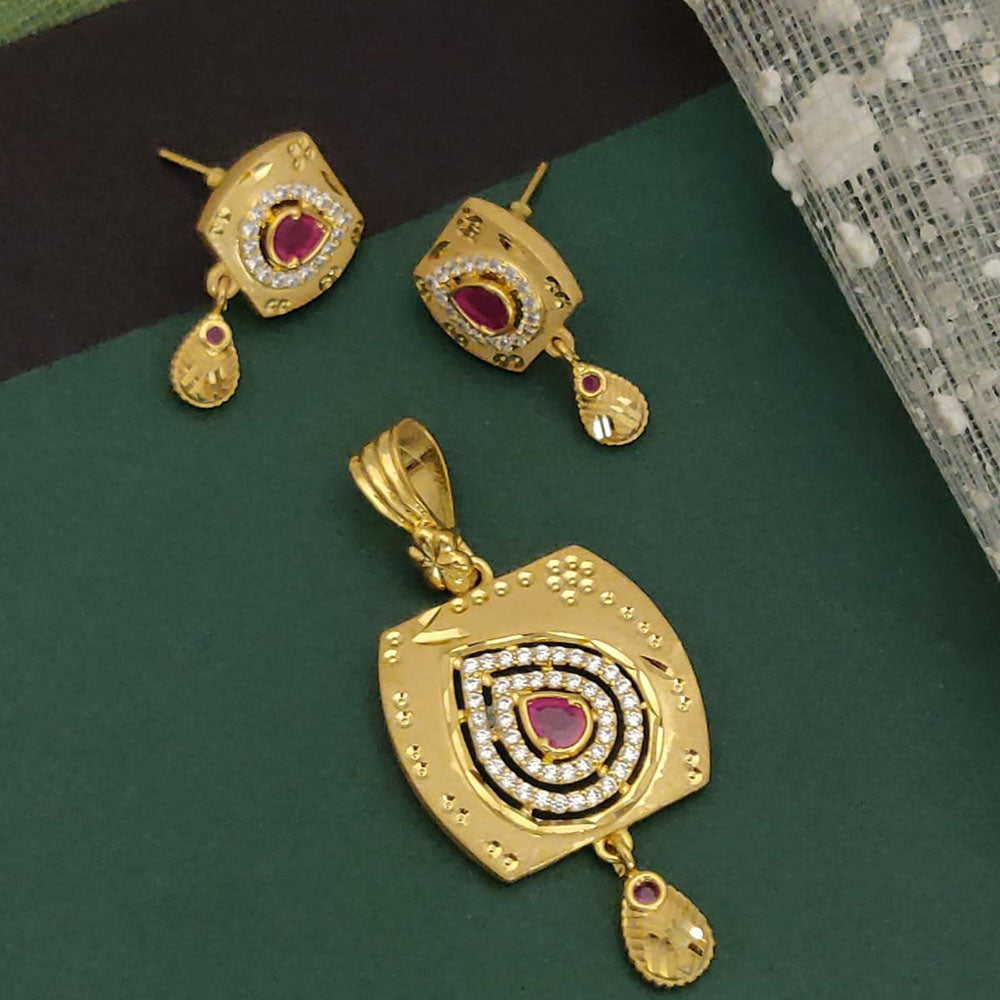 Ramdev Kangan Gold Plated Austrian Stone Pendant Set