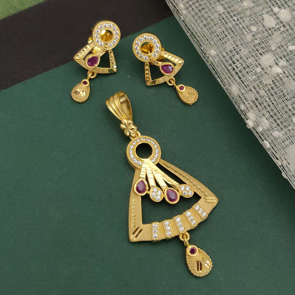 Ramdev Kangan Gold Plated Austrian Stone Pendant Set