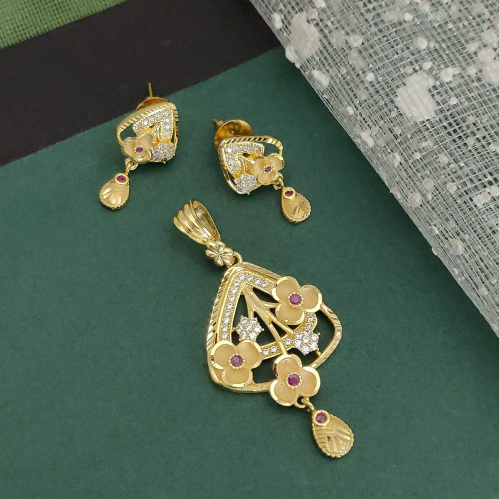 Ramdev Kangan Gold Plated Austrian Stone Pendant Set
