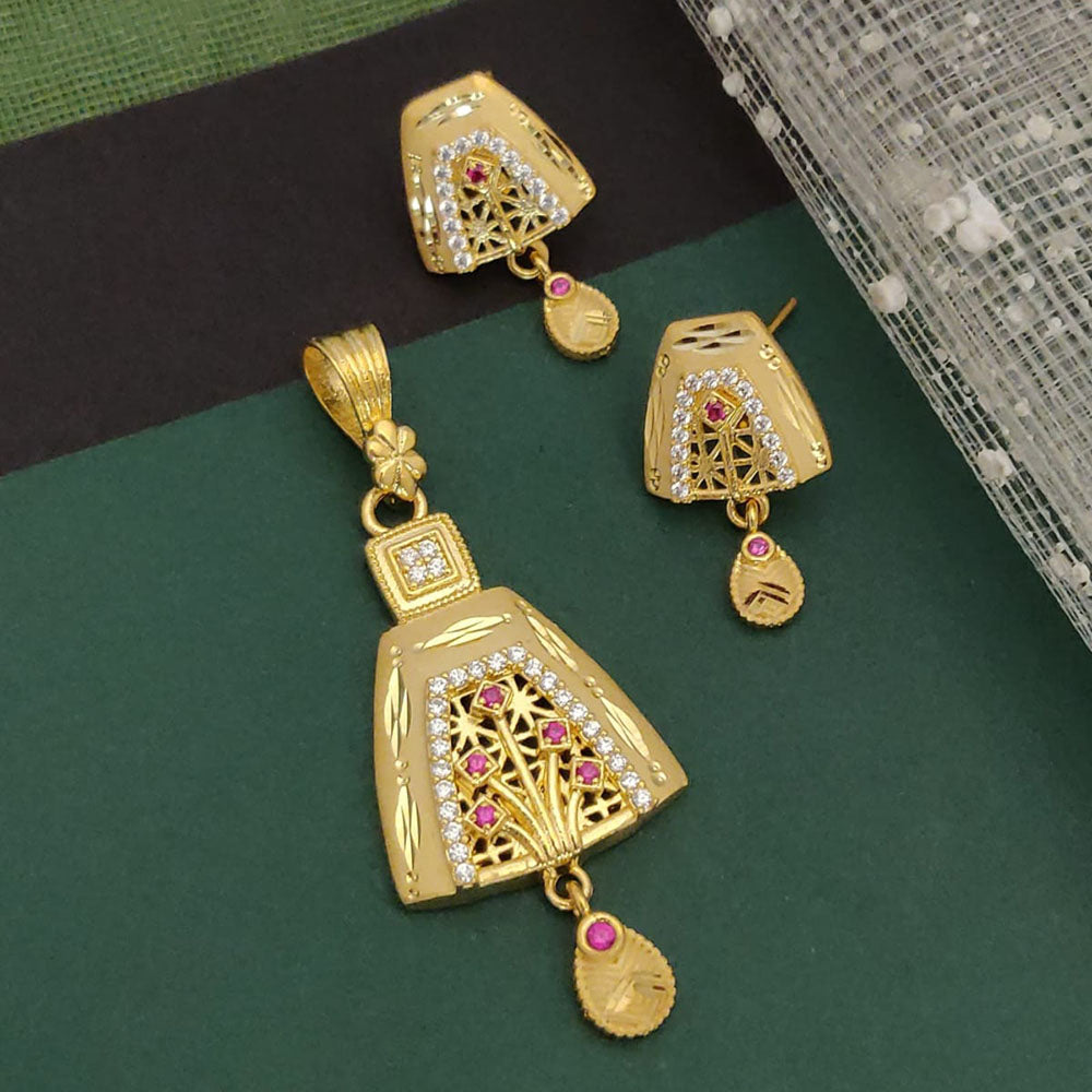 Ramdev Kangan Gold Plated Austrian Stone Pendant Set