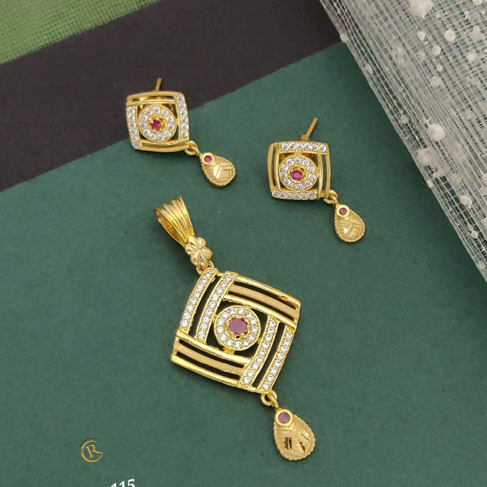 Ramdev Kangan Gold Plated Austrian Stone Pendant Set