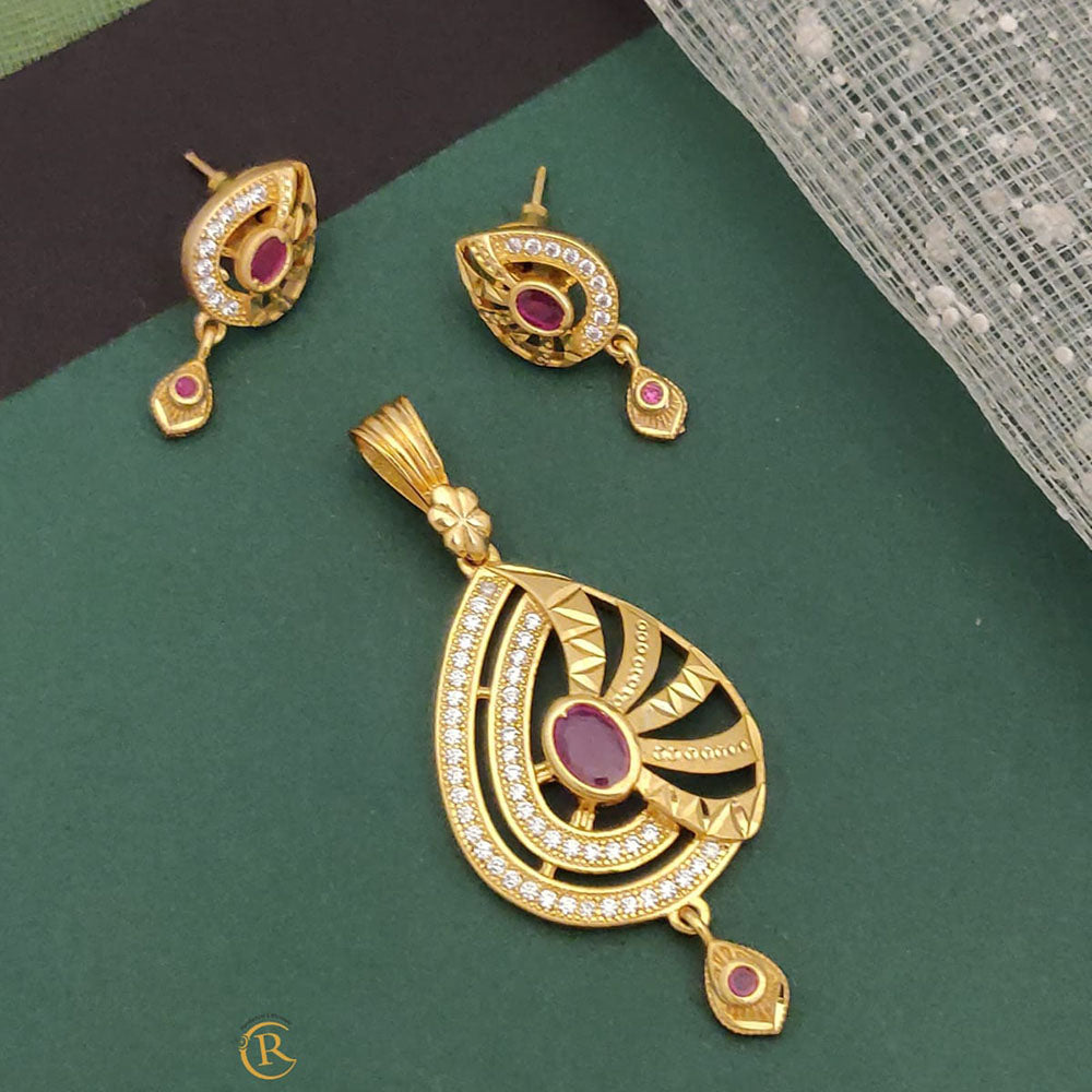 Ramdev Kangan Gold Plated Austrian Stone Pendant Set