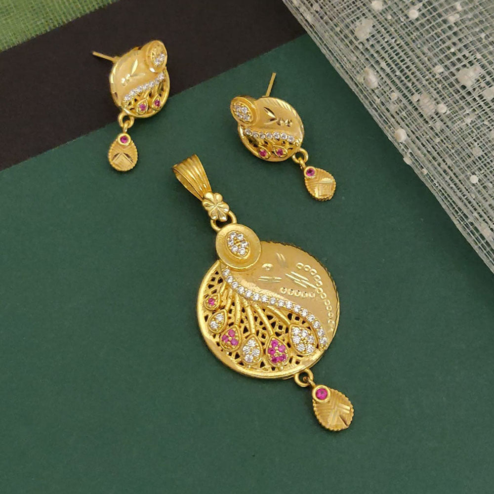 Ramdev Kangan Gold Plated Austrian Stone Pendant Set