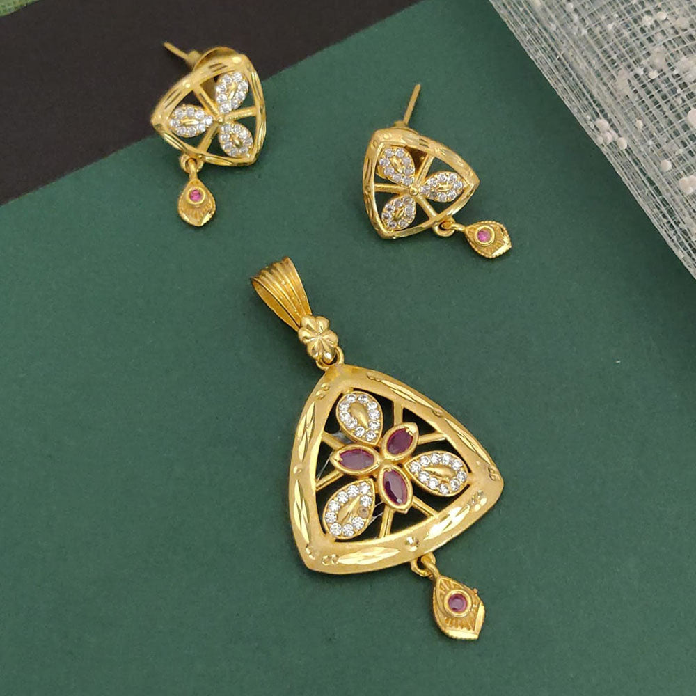 Ramdev Kangan Gold Plated Austrian Stone Pendant Set