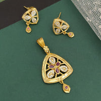 Ramdev Kangan Gold Plated Austrian Stone Pendant Set