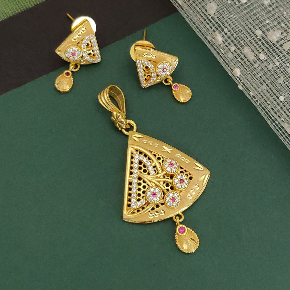 Ramdev Kangan Gold Plated Austrian Stone Pendant Set