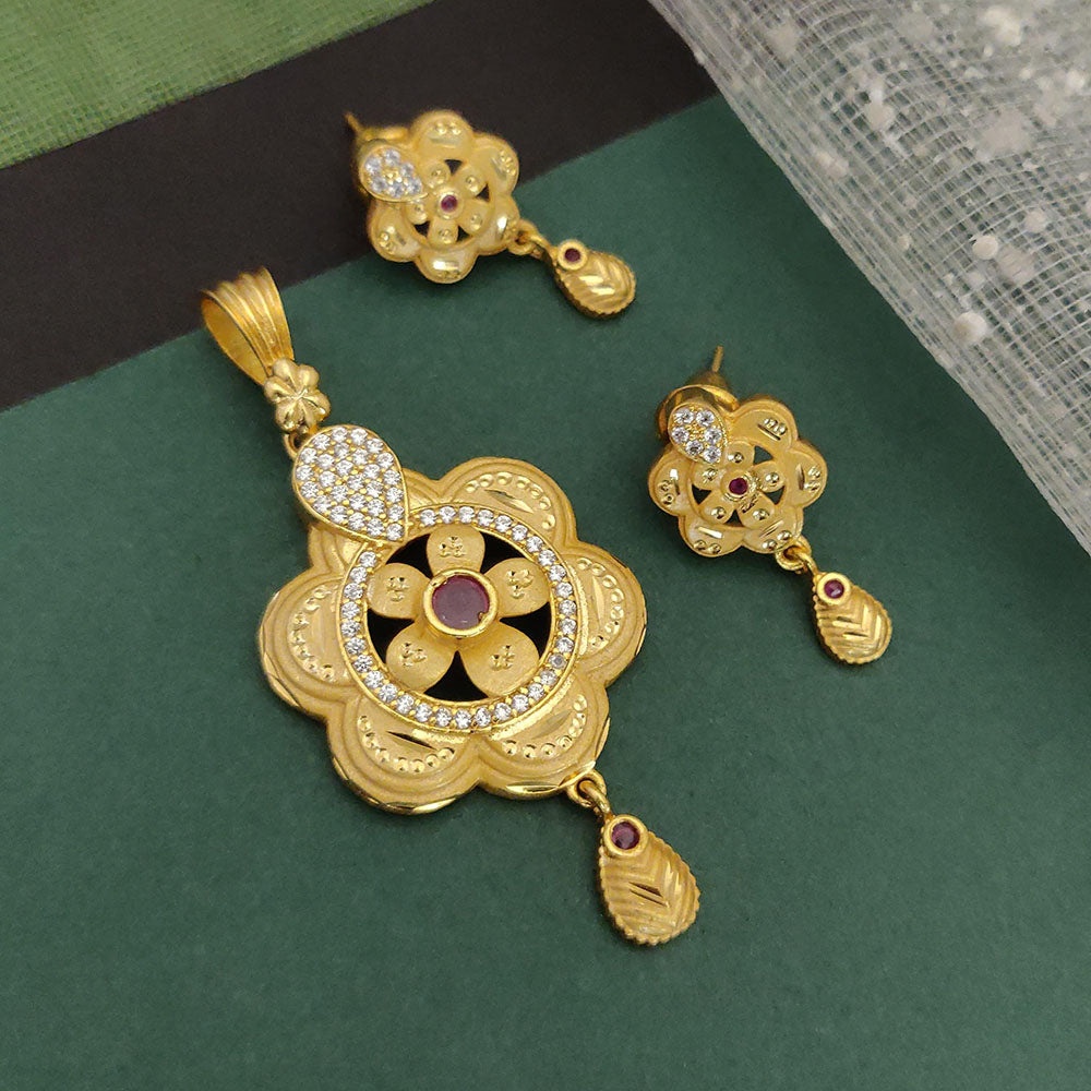 Ramdev Kangan Gold Plated Austrian Stone Pendant Set