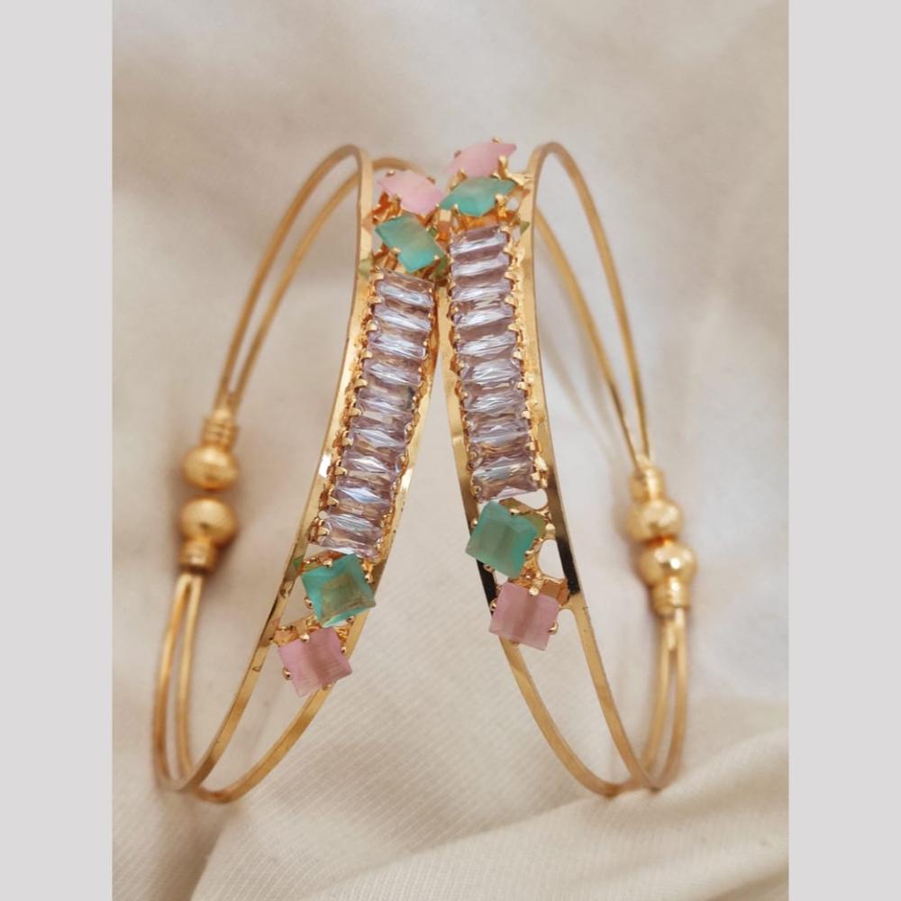 Khodiyar Gold Plated Crystal Stone Bangle Set